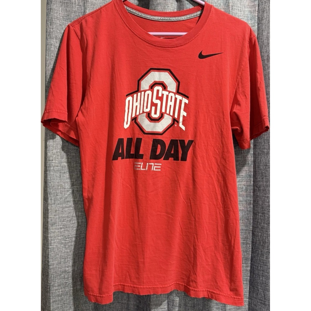 Nike OHIO STATE Elite ALL DAY Red Graphic  short sleeve T Shirt Mens Small‎ Logo